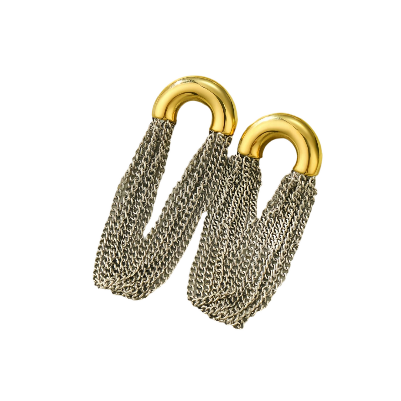 Simple Curved Chain Elegant Long Tassel Stainless Steel Studs C Type Design High-Grade Exquisite Titanium Steel Earrings