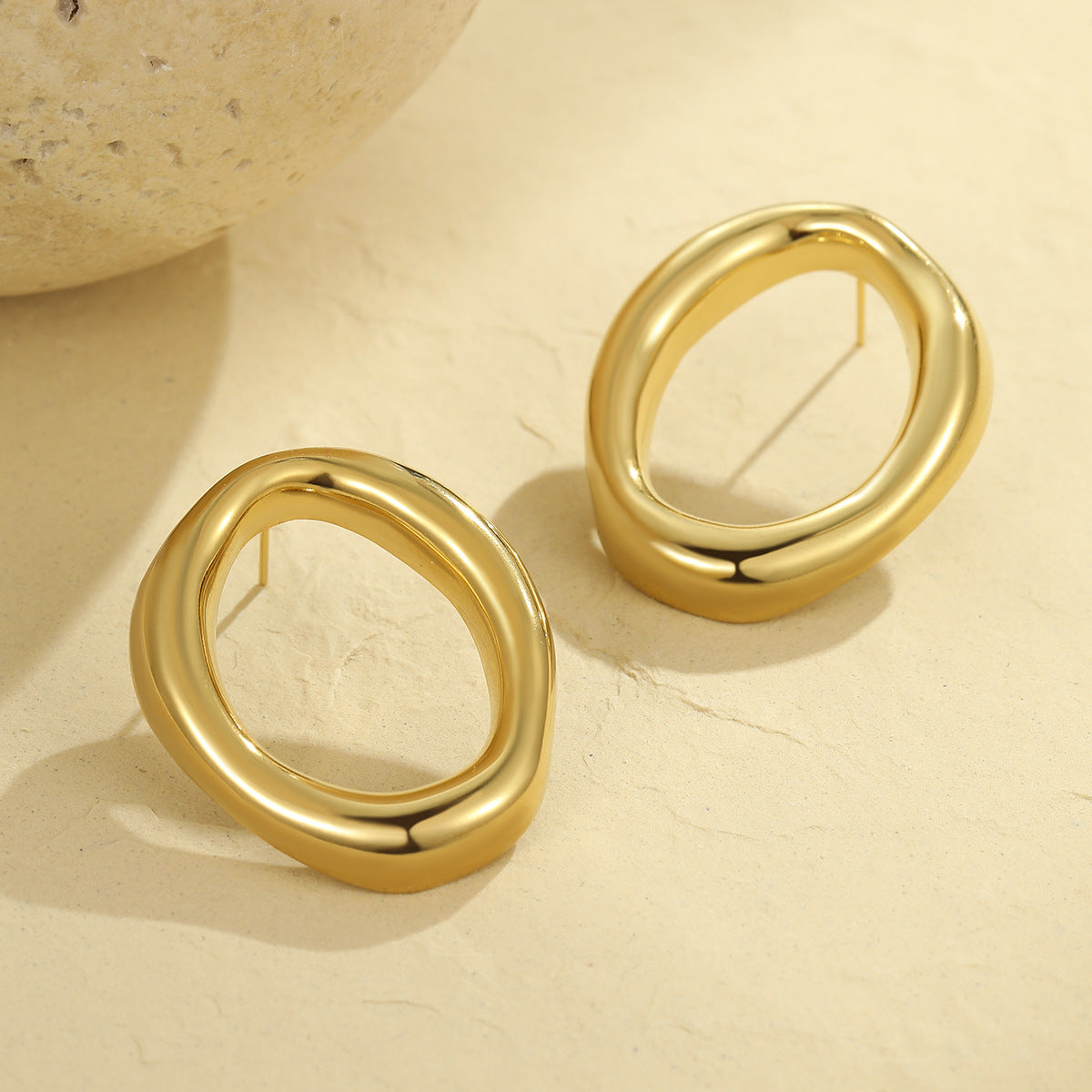 Catching Hollow Out Cutout Irregular Asymmetric Circles Stainless Steel Earrings Do Not Fade