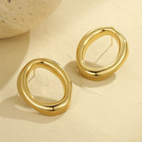Catching Hollow Out Cutout Irregular Asymmetric Circles Stainless Steel Earrings Do Not Fade