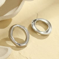 Catching Hollow Out Cutout Irregular Asymmetric Circles Stainless Steel Earrings Do Not Fade