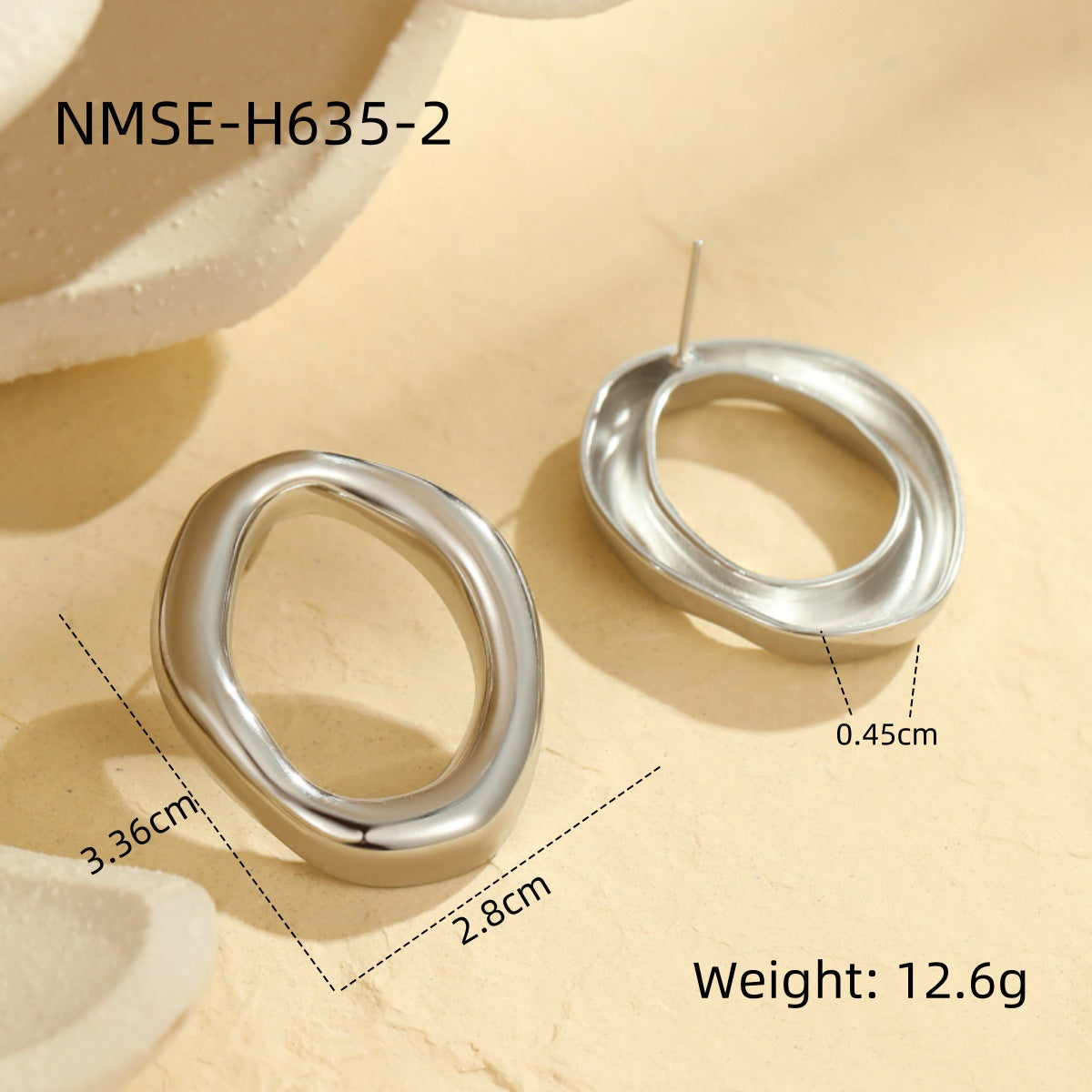 Catching Hollow Out Cutout Irregular Asymmetric Circles Stainless Steel Earrings Do Not Fade