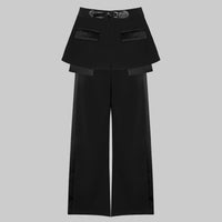 Women’s Two-Piece Set – Waist Belt Skirt & Wide-Leg Pants - Modestly Vogue 