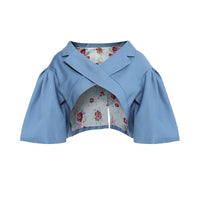 Collar Stitching Floral Cloth Short Faux Cloak Short Blazer - Modestly Vogue 