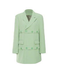 Green Mid Length Loose Blazer Jacket - Modestly Vogue 