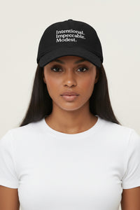 Black Denim Hat with Embroidery – Intentional Baseball Cap