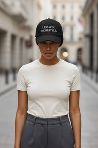 Less Skin More Style Denim Hat – Embroidered Modest Fashion - Modestly Vogue 
