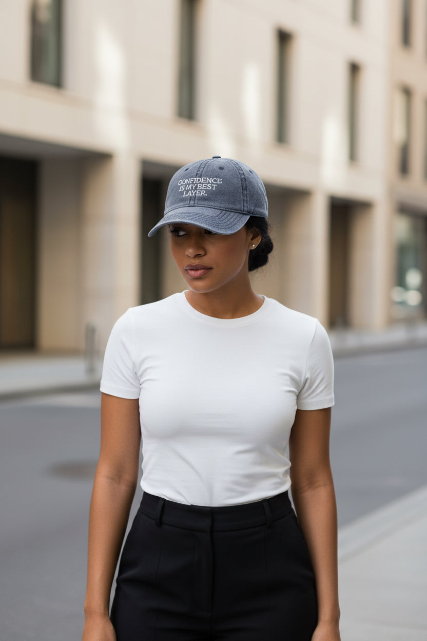 Confidence Quote Hat – Vintage Embroidered Dad Cap - Modestly Vogue 
