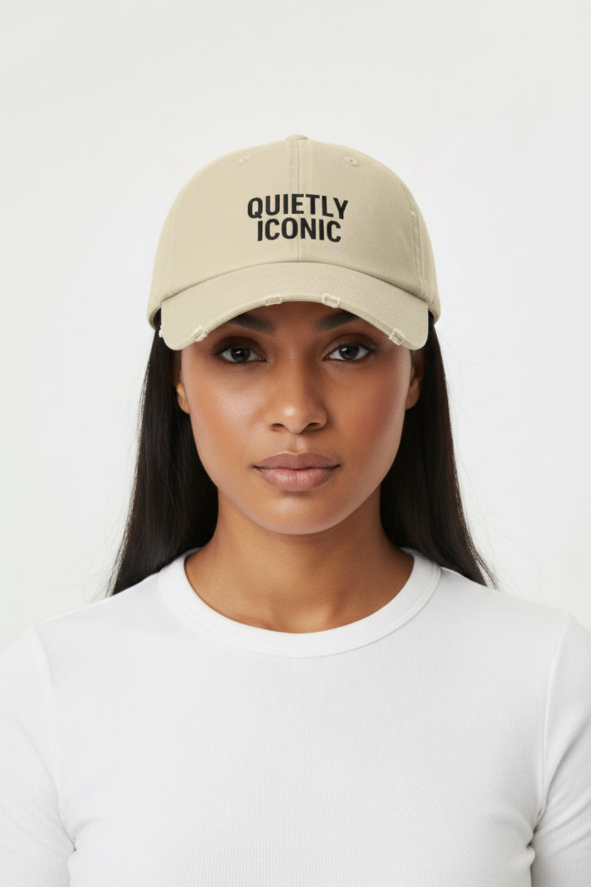 Quietly Iconic Unisex Distressed Cap – Casual Trendy Hat for Everyday Style
