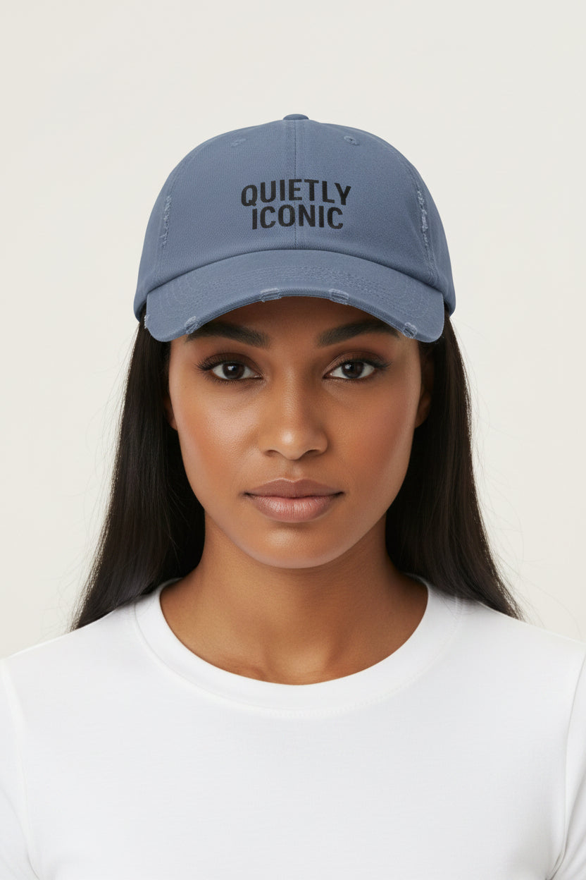 Quietly Iconic Unisex Distressed Cap – Casual Trendy Hat for Everyday Style