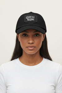 Black Face Quietly Iconic Rustic Hat with Leather Patch – Minimalist Statement Cap