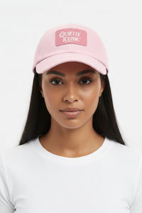 Pink Face Quietly Iconic Rustic Hat with Leather Patch – Minimalist Statement Cap