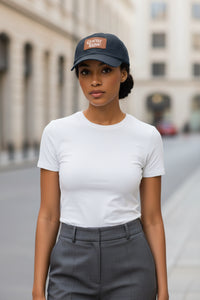Brown Face Quietly Iconic Rustic Hat with Leather Patch – Minimalist Statement Baseball Cap - Modestly Vogue 