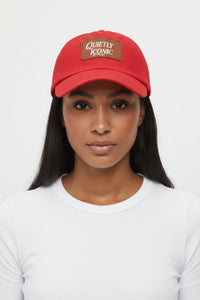 Brown Face Quietly Iconic Rustic Hat with Leather Patch – Minimalist Statement Baseball Cap