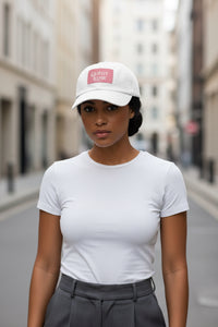 Pink Face Quietly Iconic Rustic Hat with Leather Patch – Minimalist Statement Cap - Modestly Vogue 