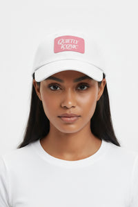 Pink Face Quietly Iconic Rustic Hat with Leather Patch – Minimalist Statement Cap