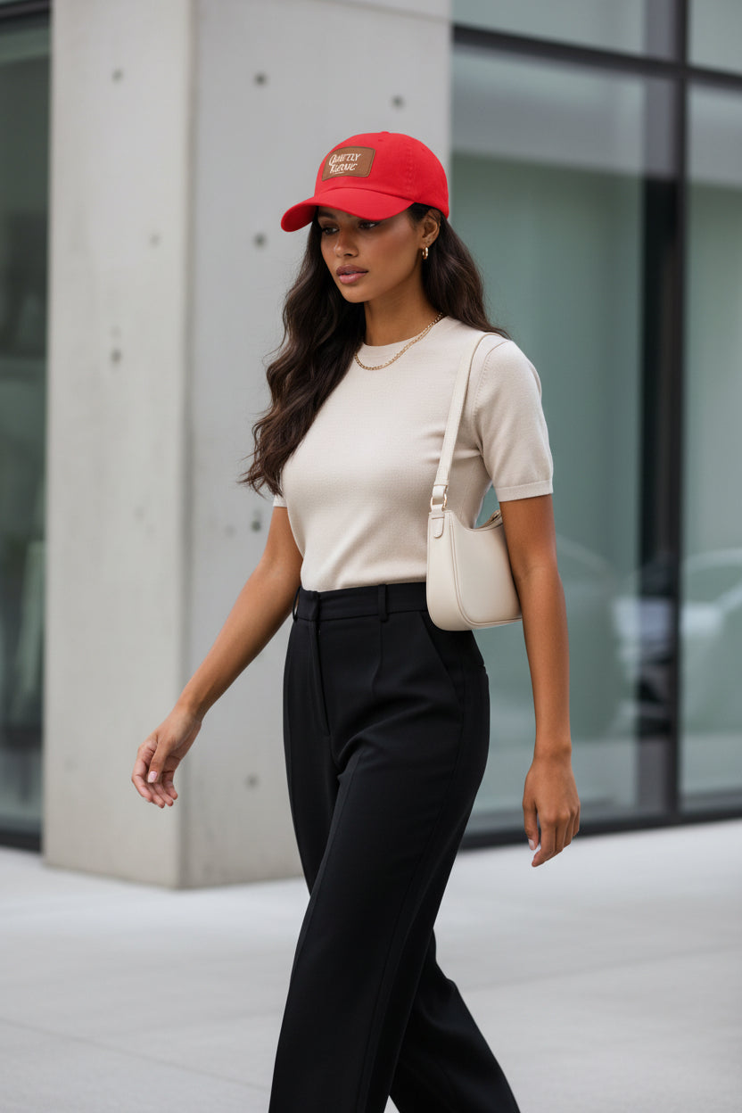 Brown Face Quietly Iconic Rustic Hat with Leather Patch – Minimalist Statement Baseball Cap - Modestly Vogue 