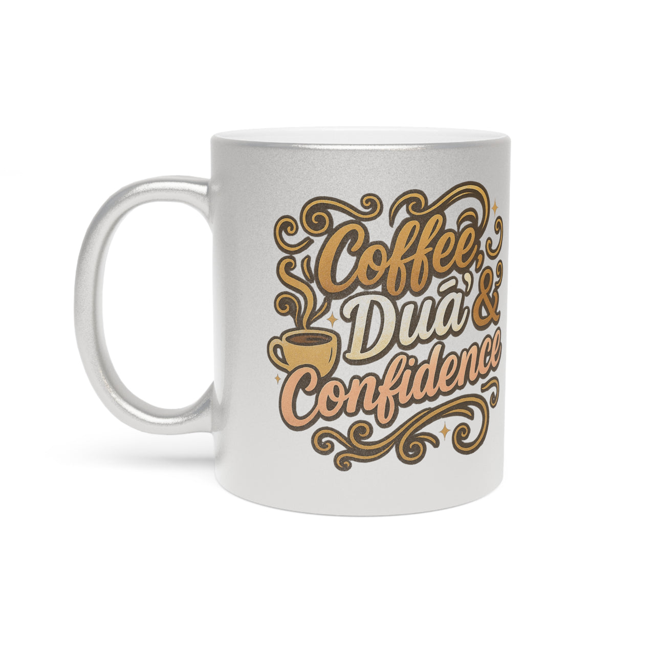 Coffee, Dua & Confidence Coffee Mug – Metallic Islamic Gift - Modestly Vogue 
