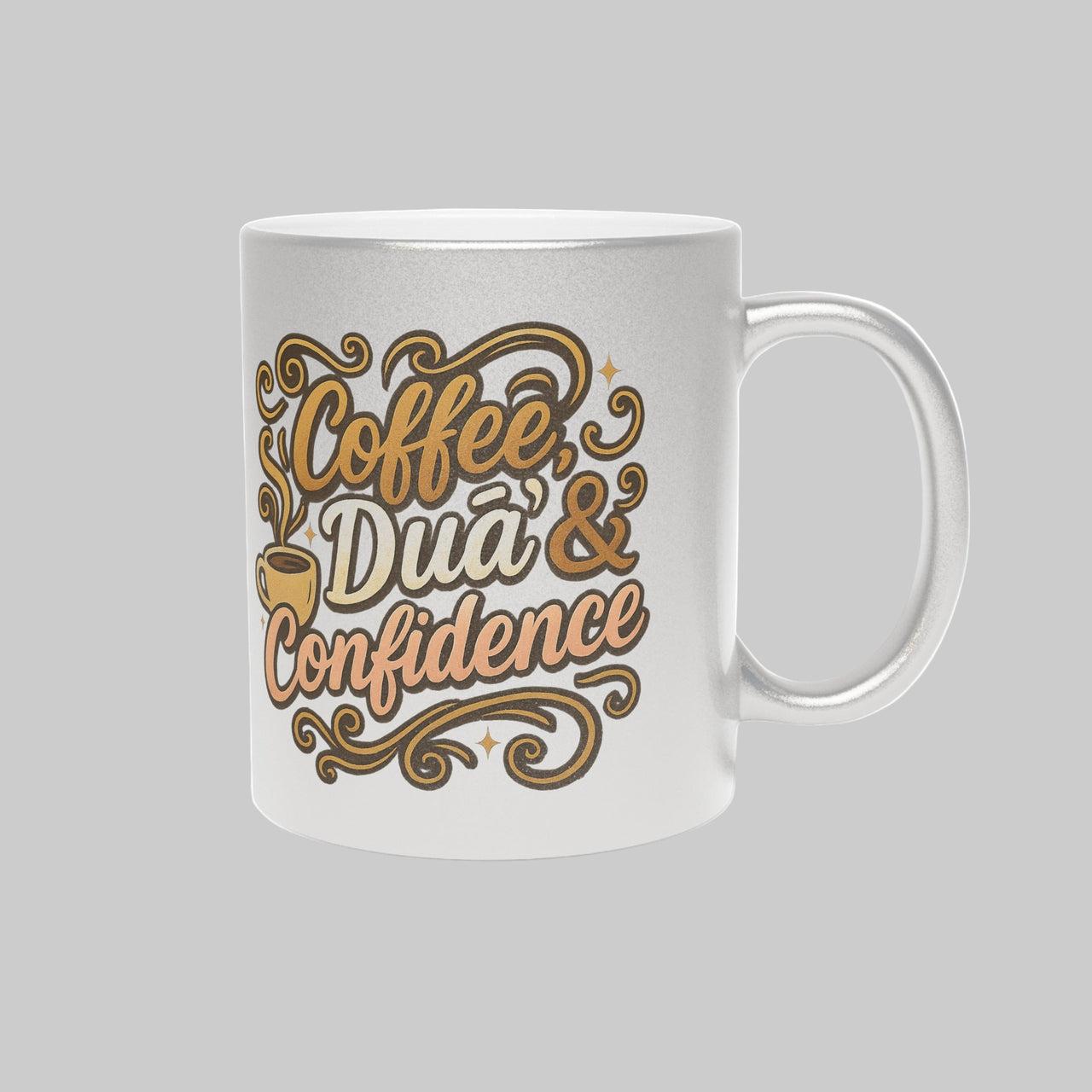 Coffee, Dua & Confidence Coffee Mug – Metallic Islamic Gift - Modestly Vogue 