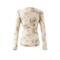 Design Oblique Shoulder Long Sleeved T shirt Women Tie Dyed Printed Top - Modestly Vogue 