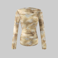 Summer  Pure Casual Cool Thin Mesh Pleats Long Sleeve T shirt - Modestly Vogue 