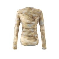 Summer  Pure Casual Cool Thin Mesh Pleats Long Sleeve T shirt - Modestly Vogue 