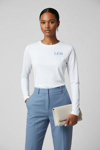 'LEM' Essential Edit Long Sleeve Tee | Blue Mist - Modestly Vogue 