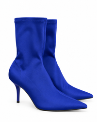 Point Toe Mid Heel Sock Boots