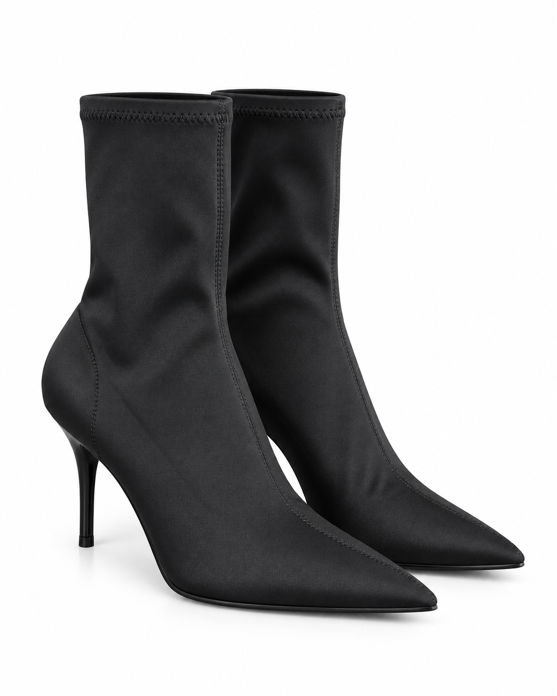 Point Toe Mid Heel Sock Boots
