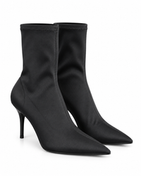 Point Toe Mid Heel Sock Boots