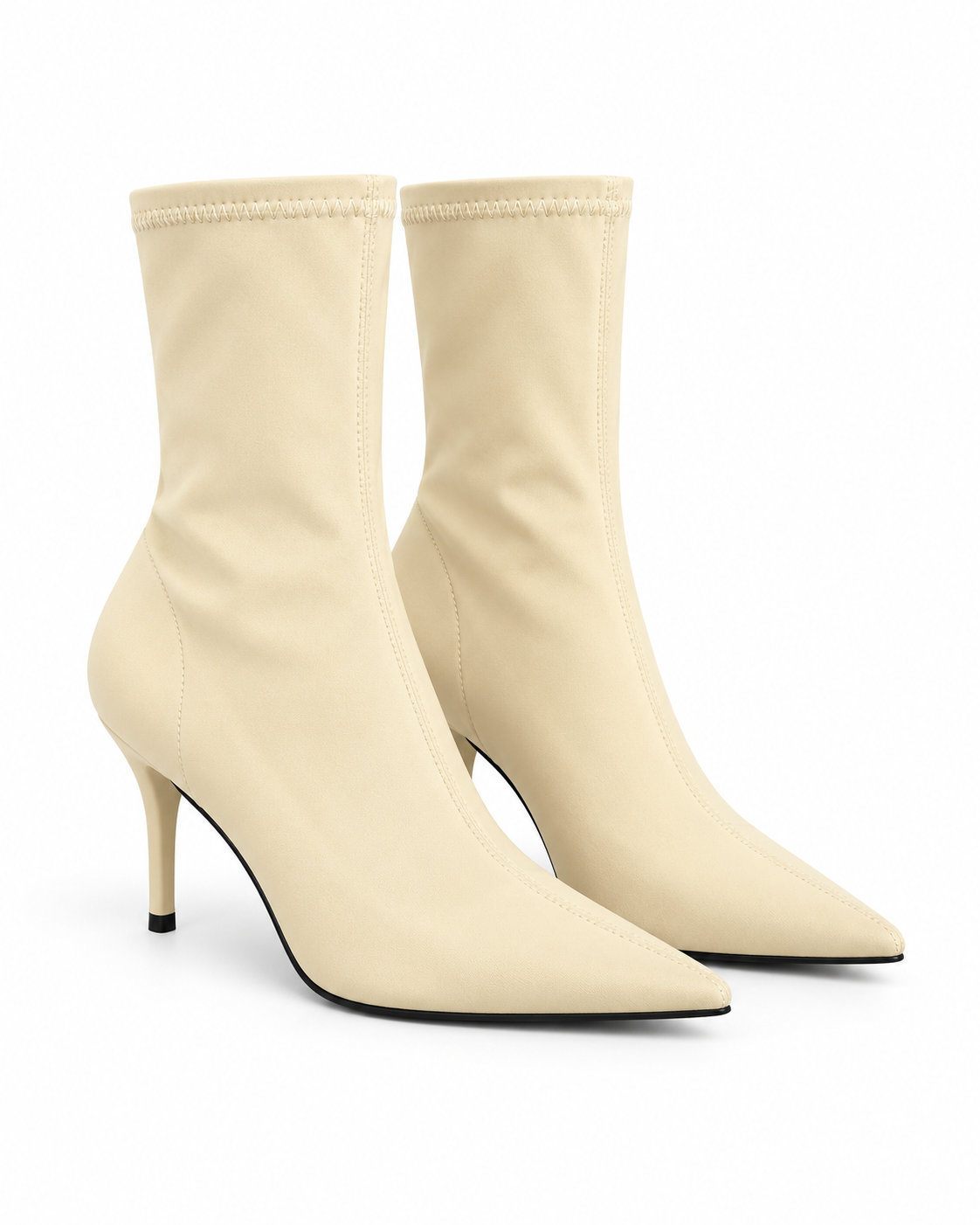 Point Toe Mid Heel Sock Boots
