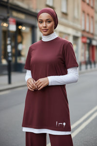 Burgundy Unapologetic Hijabi™ T-shirt dress - Modestly Vogue 