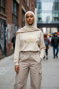 Hijabi Royalty™ Hoodie — Bold Gold Script Hooded Sweatshirt - Modestly Vogue 