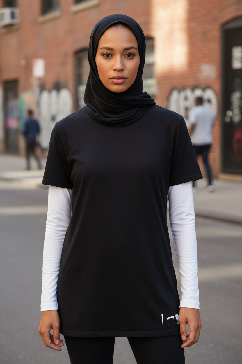 Black Unapologetic Hijabi™ T-shirt dress - Modestly Vogue 