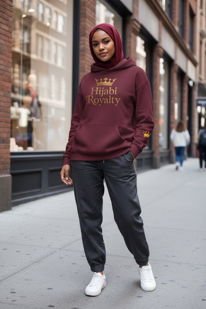 Hijabi Royalty™ Hoodie — Bold Gold Script Hooded Sweatshirt - Modestly Vogue 