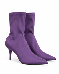 Point Toe Mid Heel Sock Boots