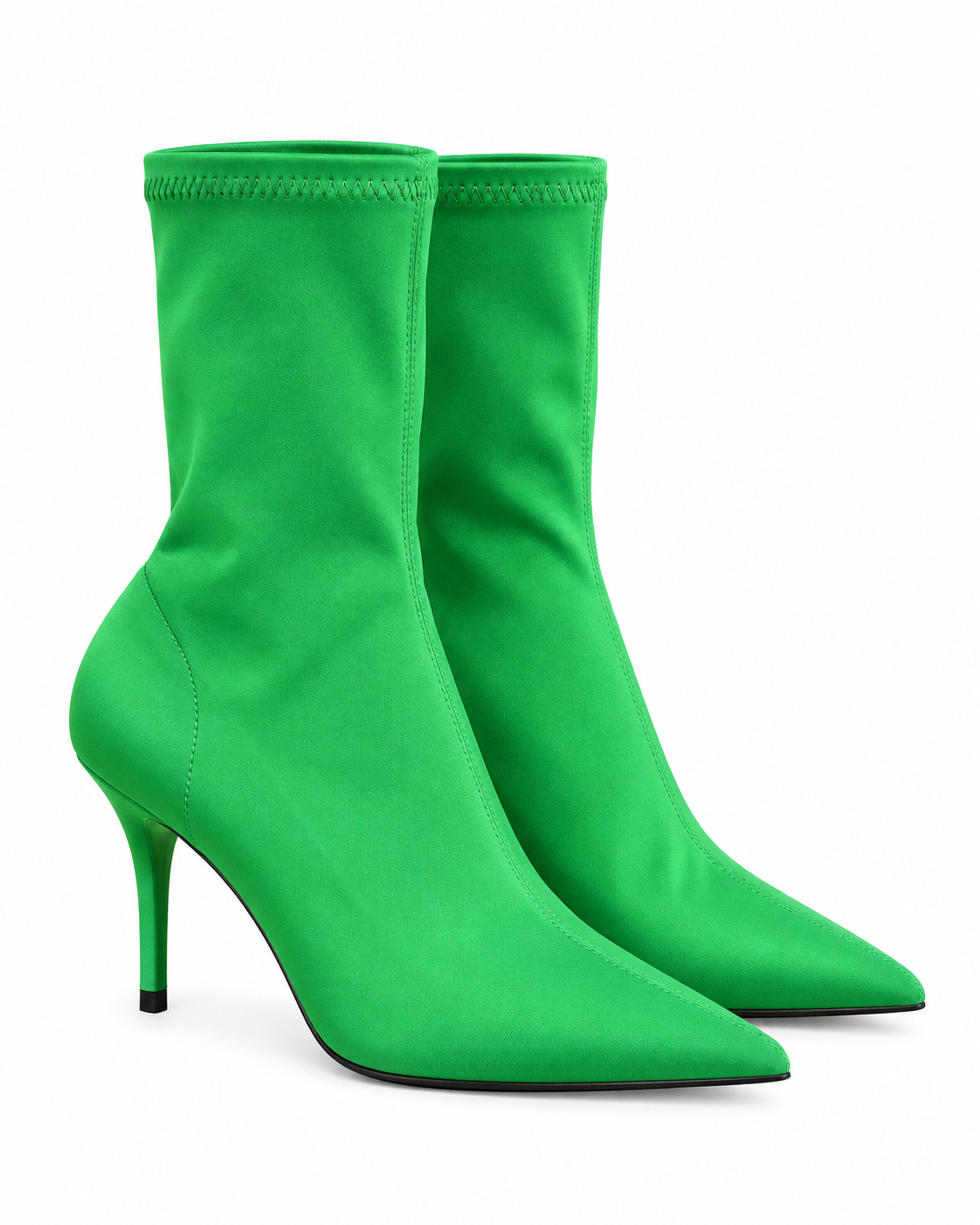 Point Toe Mid Heel Sock Boots