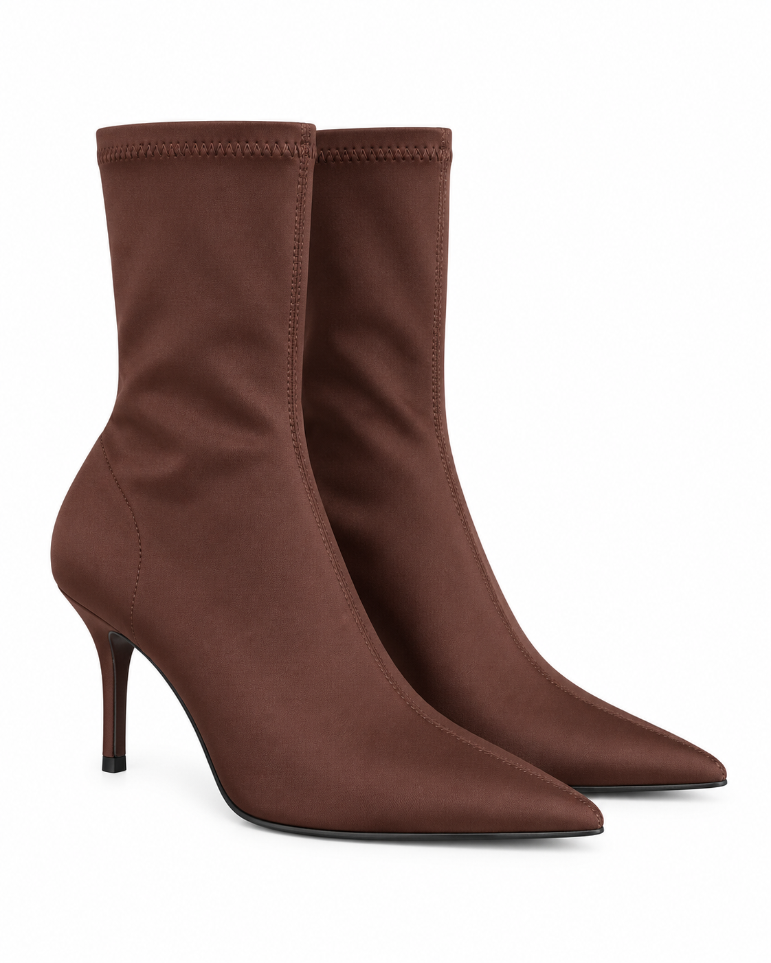 Point Toe Mid Heel Sock Boots