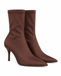 Point Toe Mid Heel Sock Boots