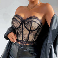 Summer Steel Ring Boning Corset Slim Waist Lace Tube Top - Modestly Vogue 