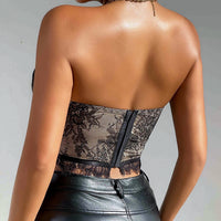 Summer Steel Ring Boning Corset Slim Waist Lace Tube Top - Modestly Vogue 