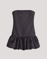 Women Rhinestone Balloon Version Silk Satin Texture Dress - Modestly Vogue 