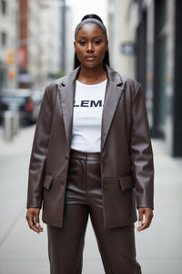 Leather Blazer Women Coat Retro Loose Casual Elegant Top - Modestly Vogue 