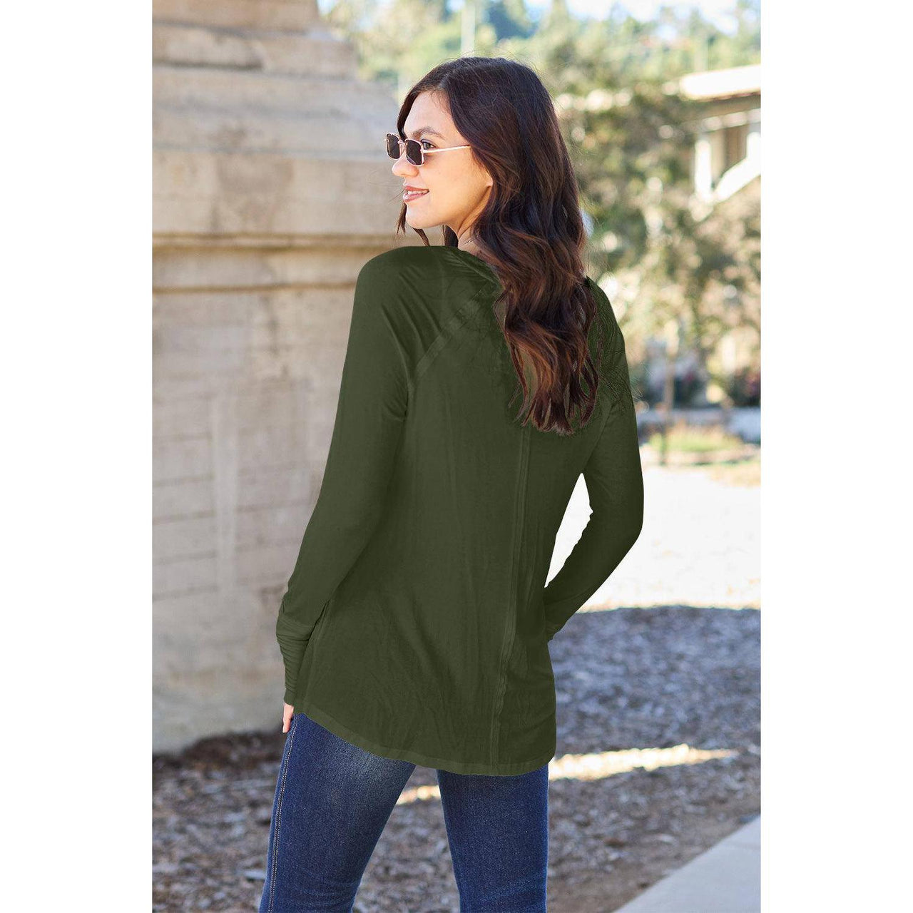 Basic Bae Full Size Round Neck Long Sleeve T-Shirt - Modestly Vogue 