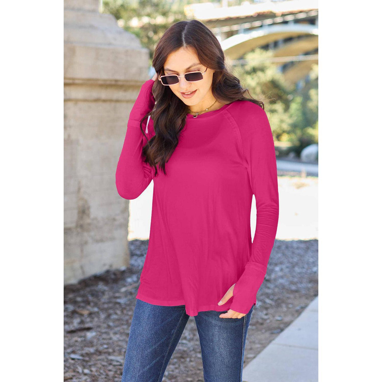 Basic Bae Full Size Round Neck Long Sleeve T-Shirt - Modestly Vogue 