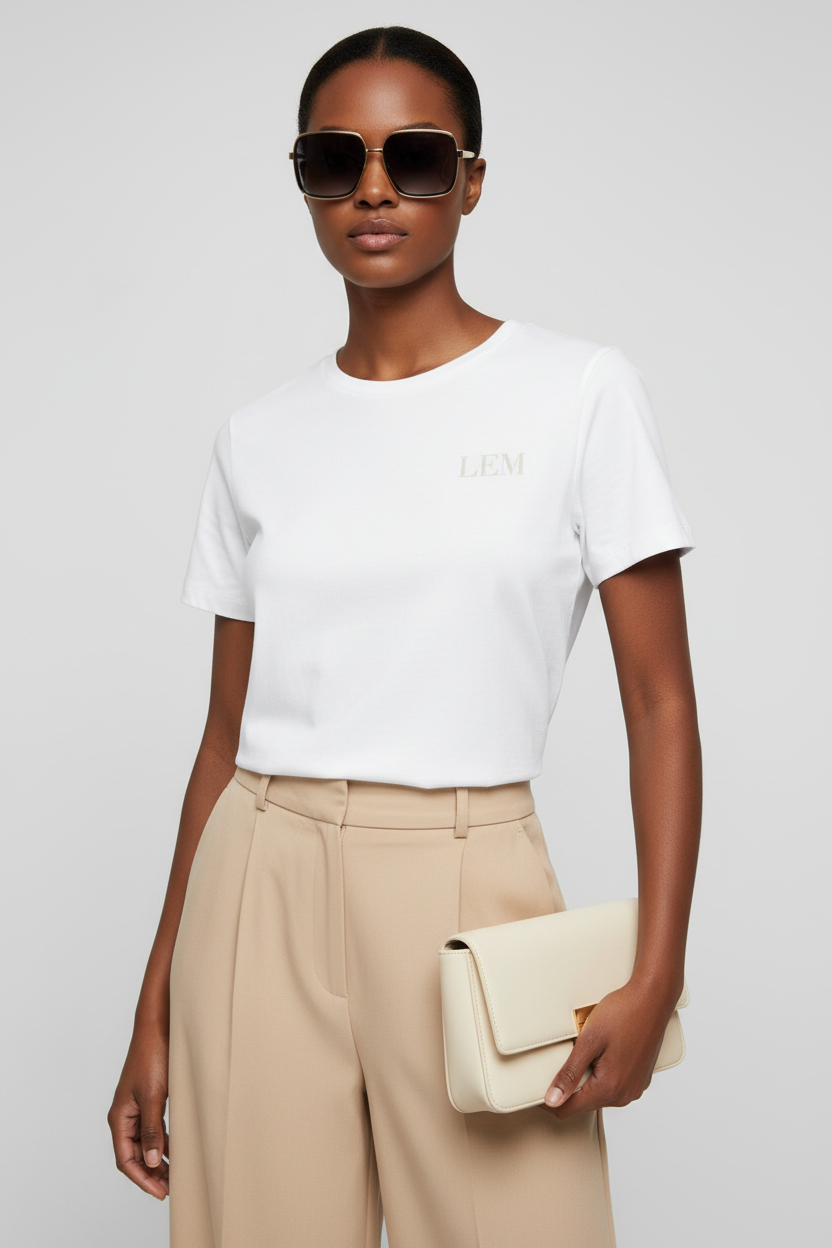 LEM Core White Tee | Sand - Modestly Vogue 