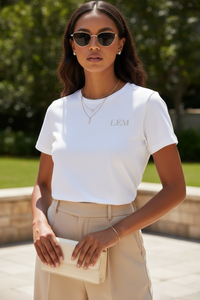 LEM Core White Tee | Sand - Modestly Vogue 