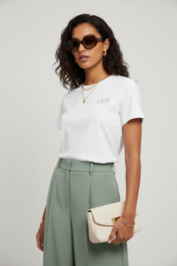 LEM Core White Tee | Sage - Modestly Vogue 