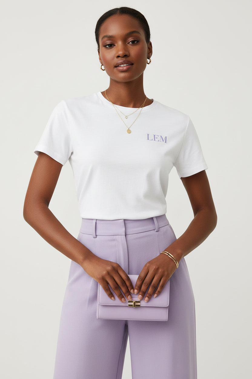 LEM Core White Tee | Violet Veil - Modestly Vogue 