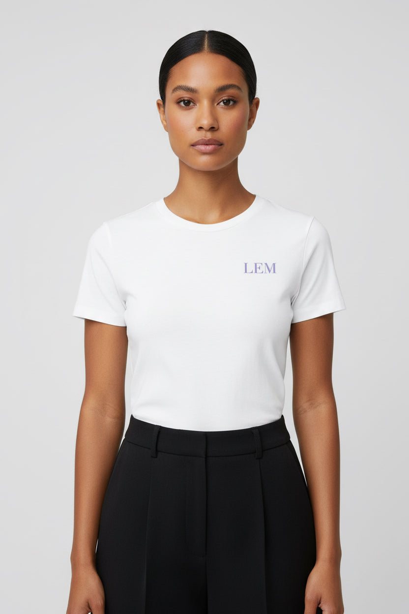 LEM Core White Tee | Violet Veil - Modestly Vogue 