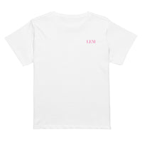 LEM Essential White Tee | Candy Pink Logo - Modestly Vogue 